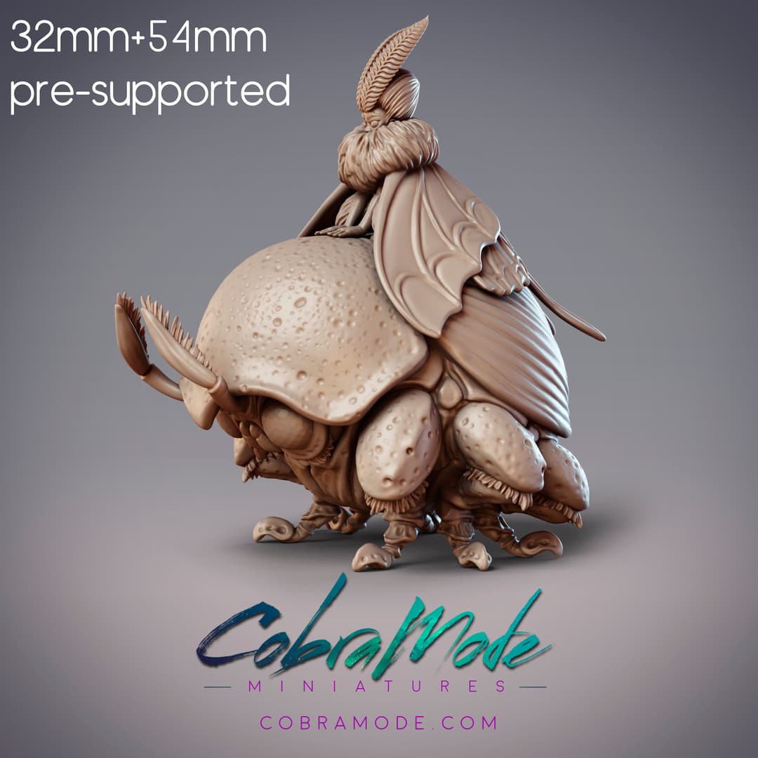Mothfolk Boy and Mount - Mimas, Fidelium Child and Nanny Beetle (Pre-Supported)