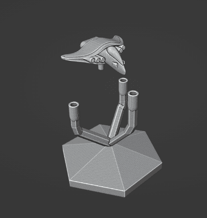 Science Fiction Hawk Bomber Wing Ship and Flightstand