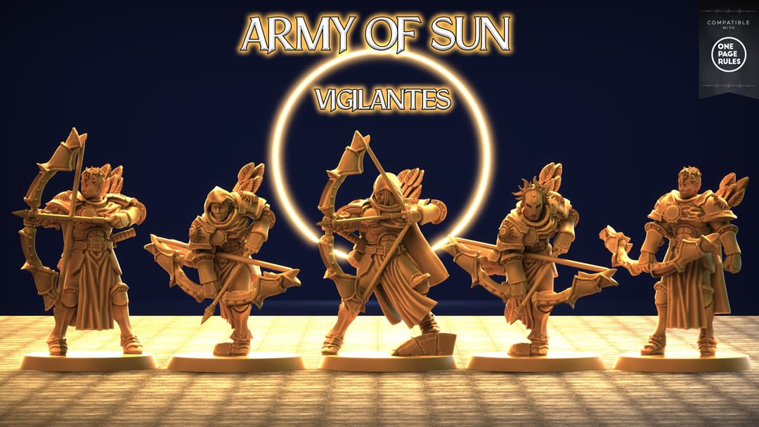 Army of Sun - Vigilantes ( 5 miniatures and 5 Heads) OPR Compatible