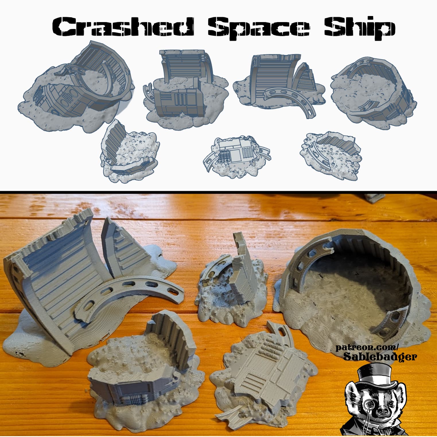 Sci Fi Terrain - Crashed Spaceship Ruins