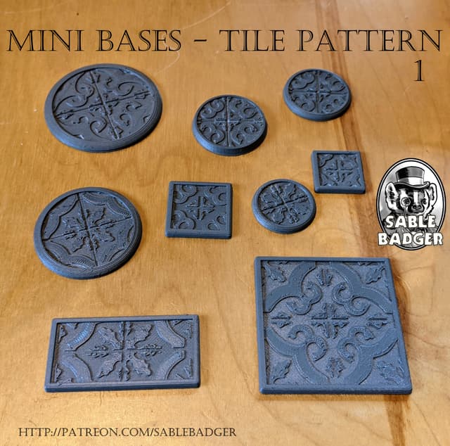 Mini Bases - Fancy Tile Pattern 1 - Round/Square