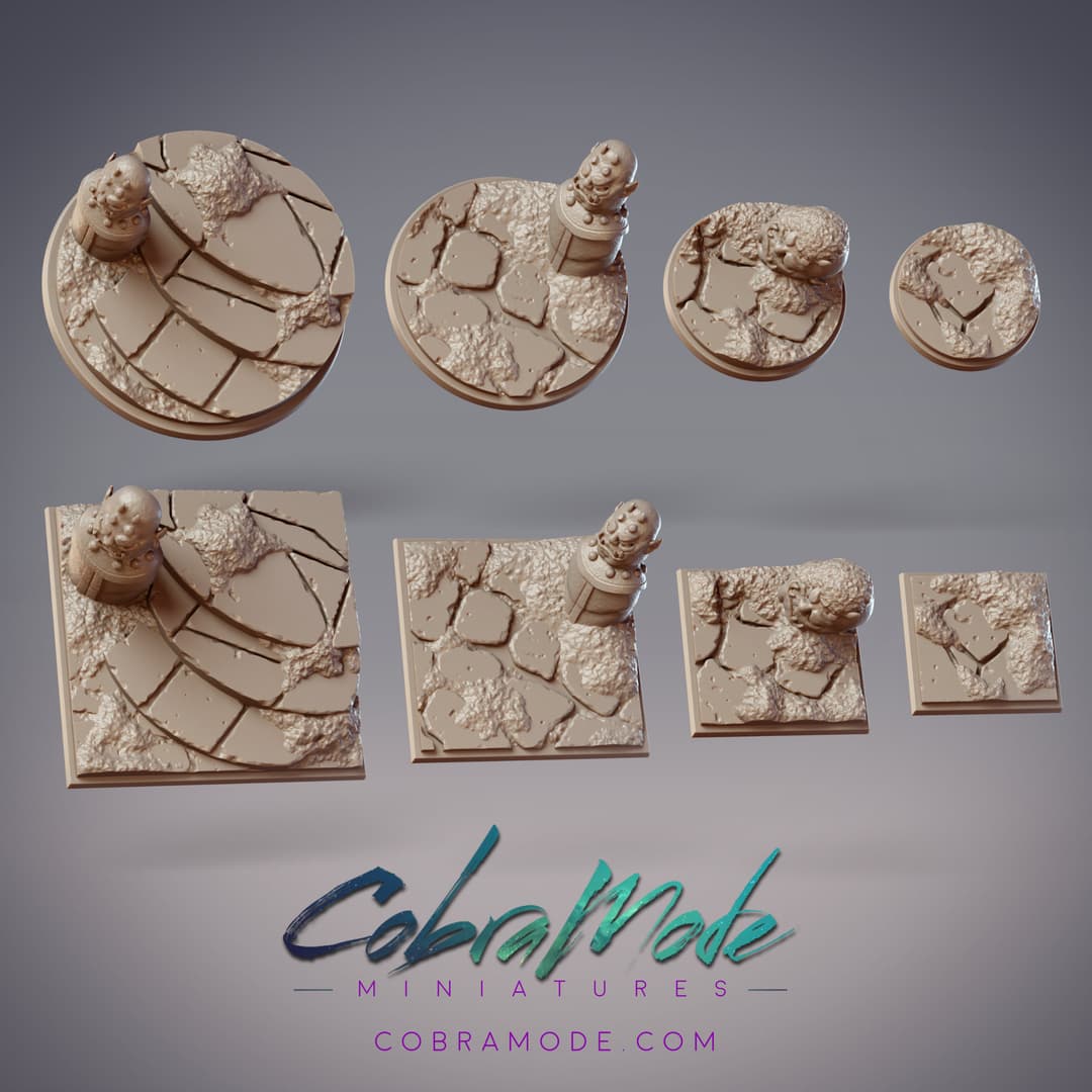Oni Statue Base Pack (8pcs) - Round and Square Versions