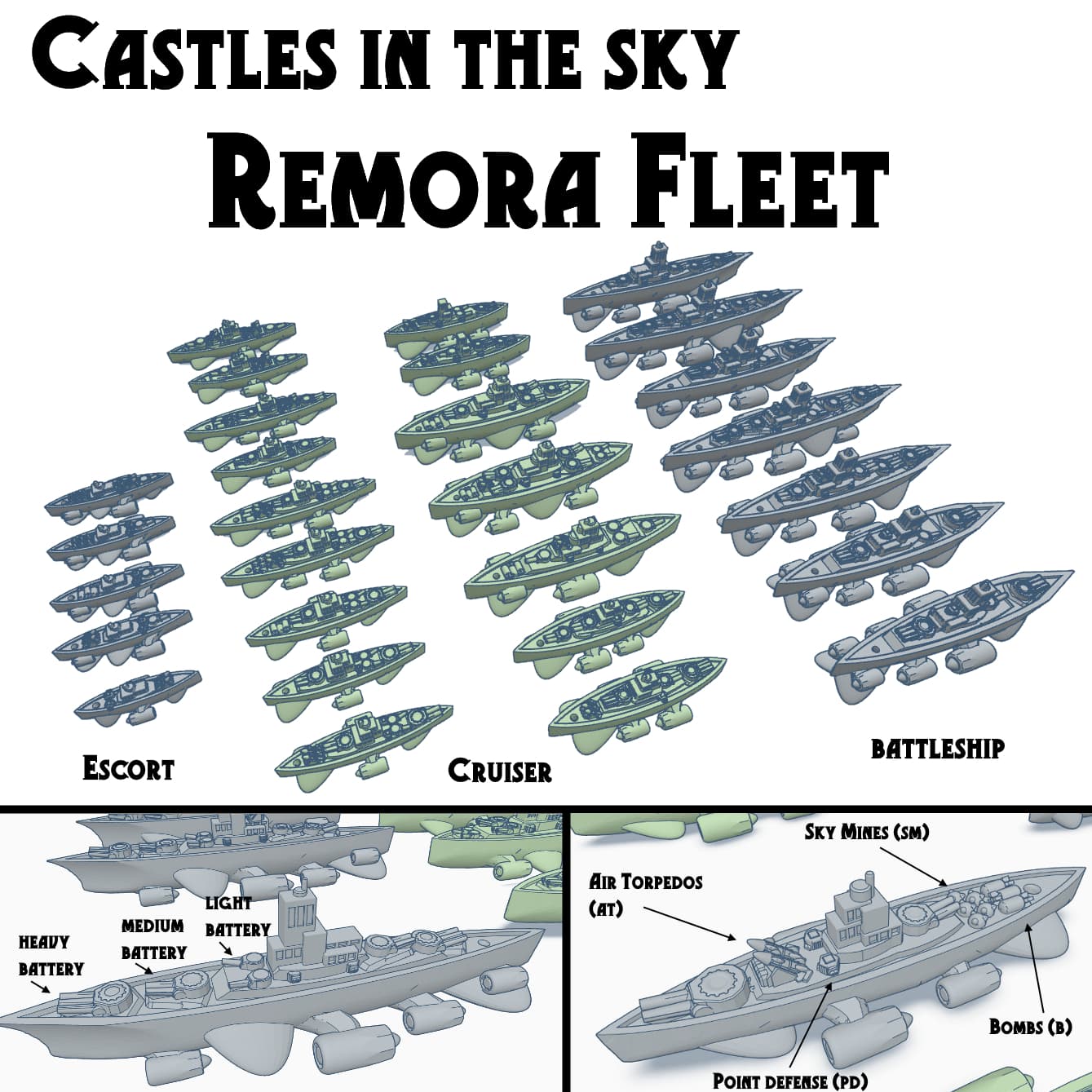 Flying Battleship models - Castles in the Sky