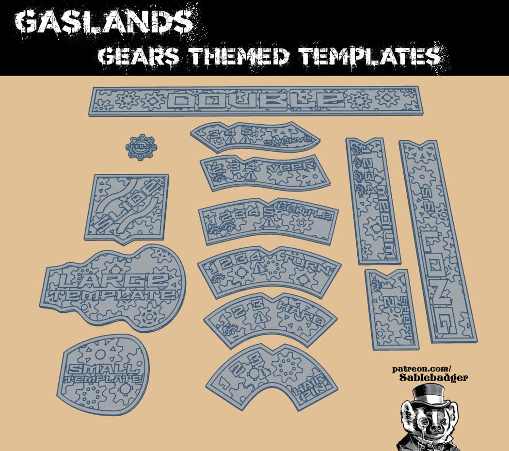Gaslands - Deluxe Templates - Gears Theme