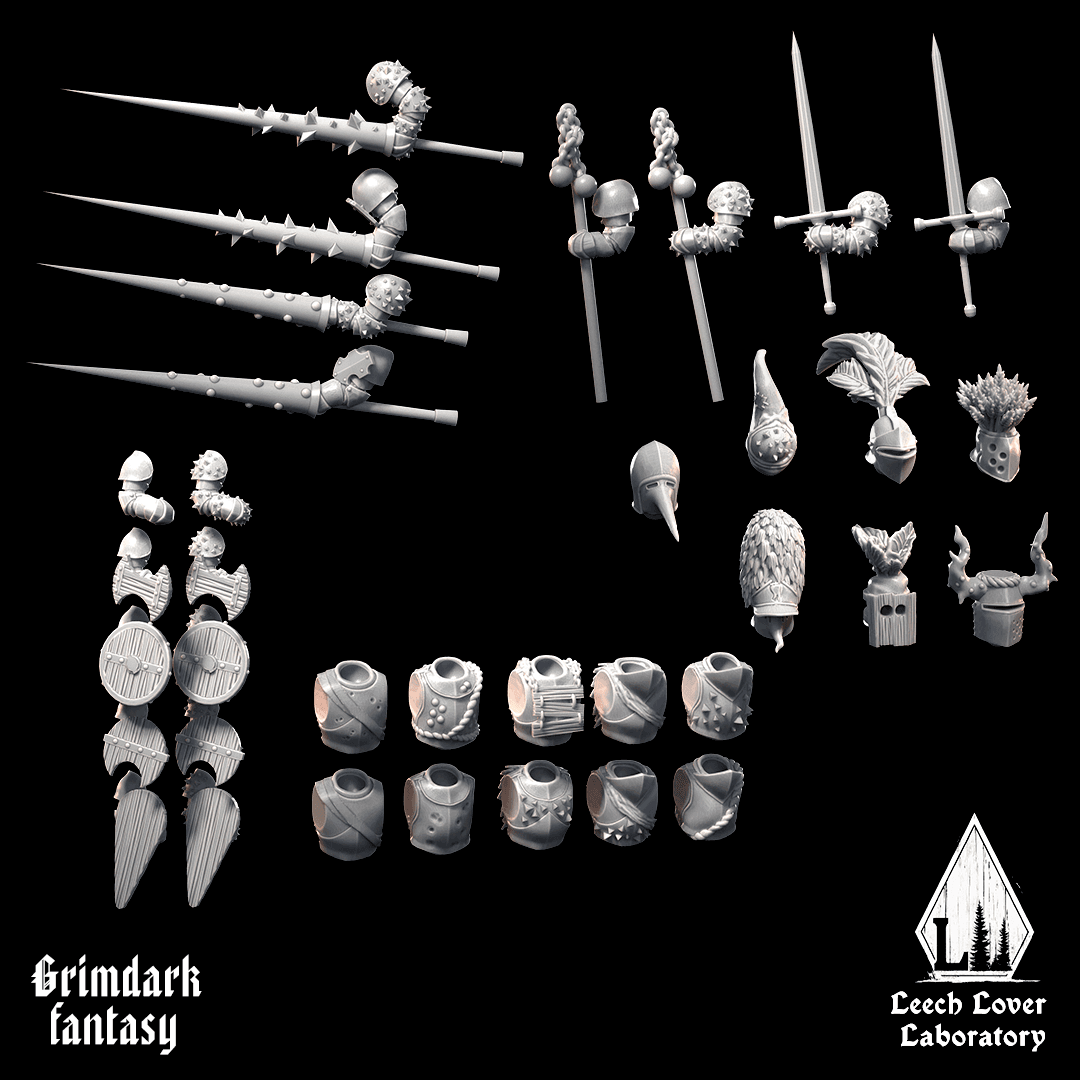 Modular bastard knights torsos for miniature-agnostic grimdark wargames