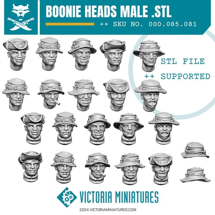 Boonie Hat Heads Male .STL