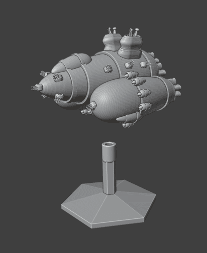 Space Combat Battleship Class Trillian Spaceship and Flight Stand – Miniature Tabletop Gaming STL