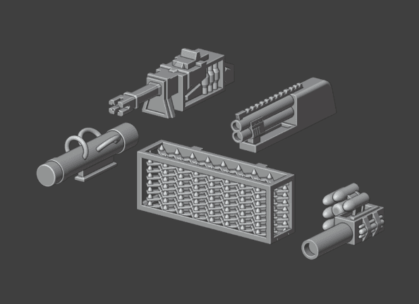 Gaslands Highway Patrol Weapons STL | 3D Printable Upgrade Bits for Post-Apocalyptic Car Combat Games