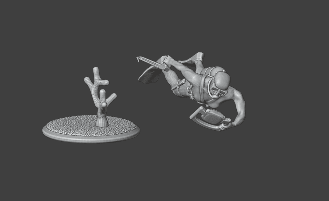 Modern Female Scuba Diver Miniature and Base STL – 3D Printable Miniature for Tabletop Gaming
