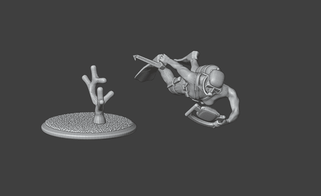 Modern Female Scuba Diver Miniature and Base STL – 3D Printable Miniature for Tabletop Gaming