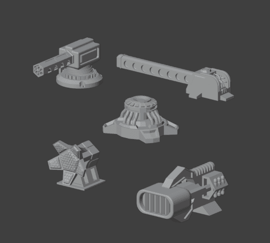 Gaslands High Tech Weapons Two Set STL Files – Futuristic 1:64 Scale Vehicle Armament for Tabletop Car Combat