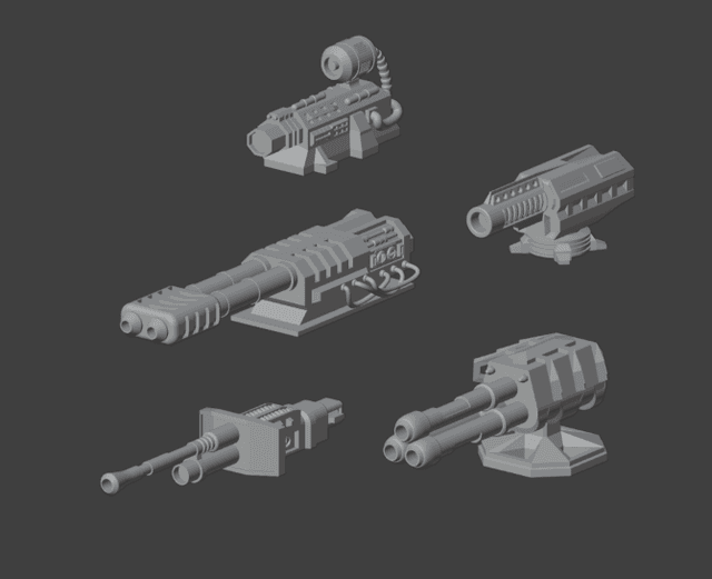 Gaslands Cannon Six Set STL Files – Post-Apocalyptic Weaponry for 1:64 Scale Car Combat Miniatures
