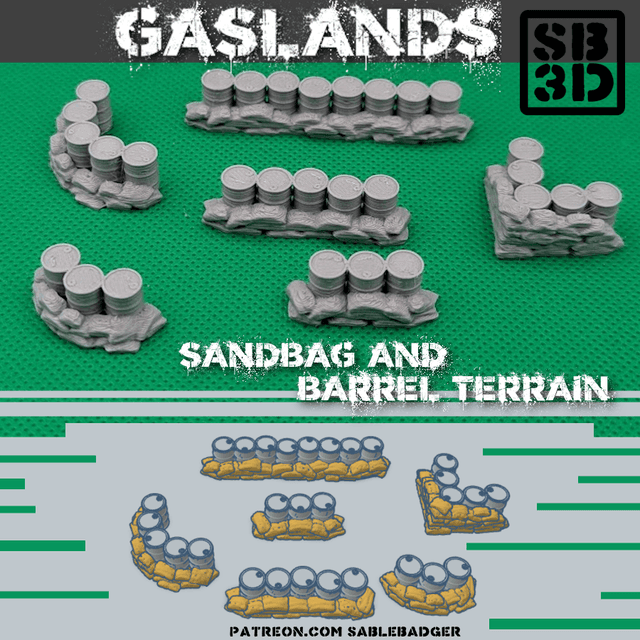 Gaslands - Sandbags and Barrels Terrain