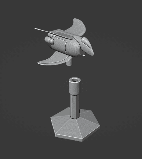 Science Fiction Hawk Medium Utility Spaceship and Flight Stand