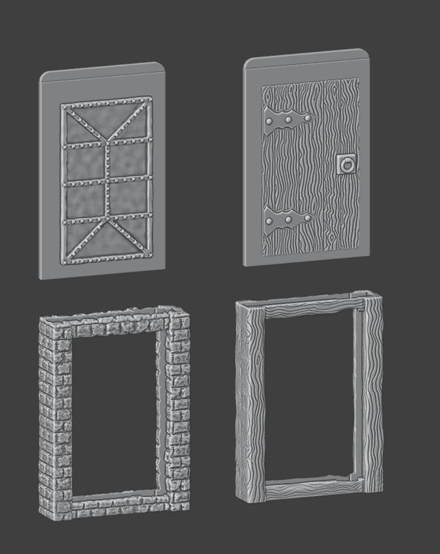 Fantasy Drop Doors and Frames STL | 3D Printable Modular Terrain for Tabletop Roleplaying and Wargames