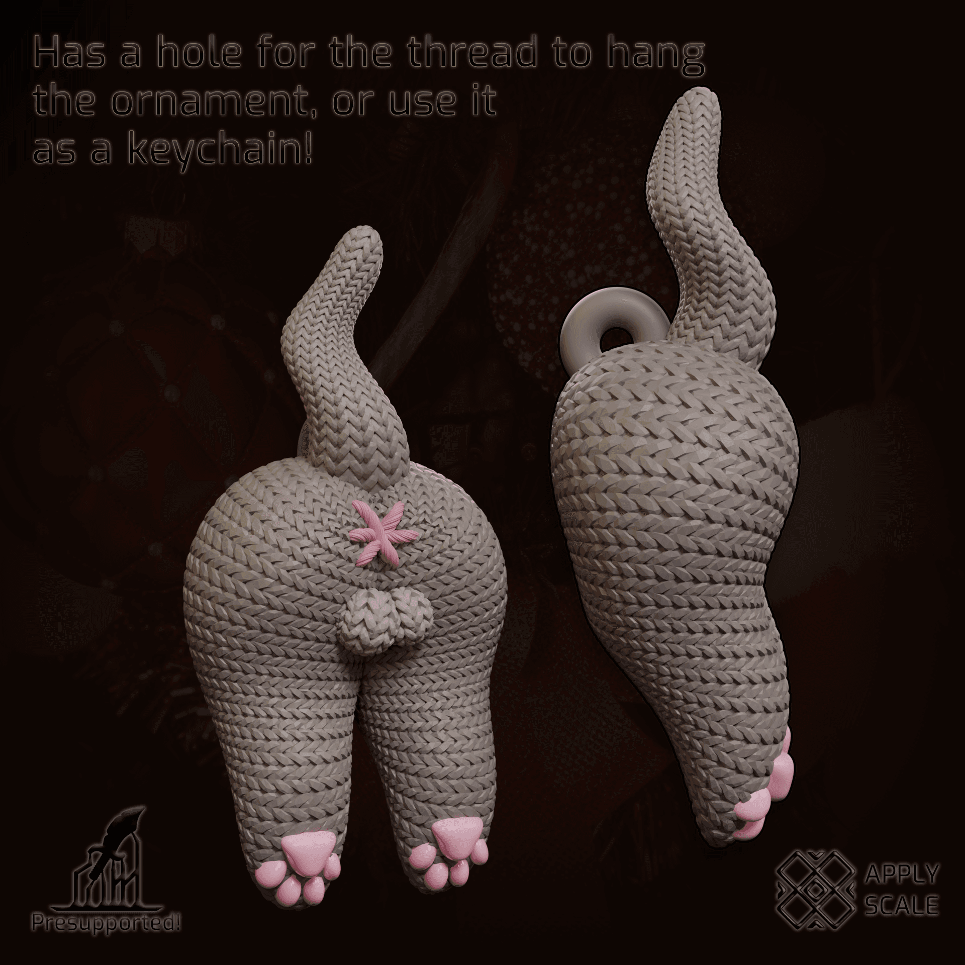 Knitted Cat, Corgi dog, Shiba Inu butt Christmas Tree Ornaments, keychains