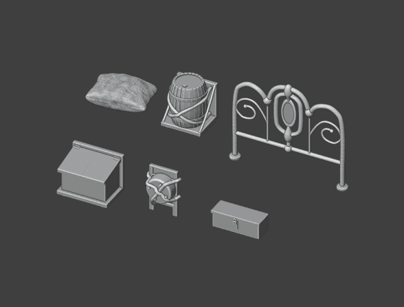 Wild West Wagon Accessories Two STL | 3D Printable Props for 28mm Miniature Tabletop Terrain
