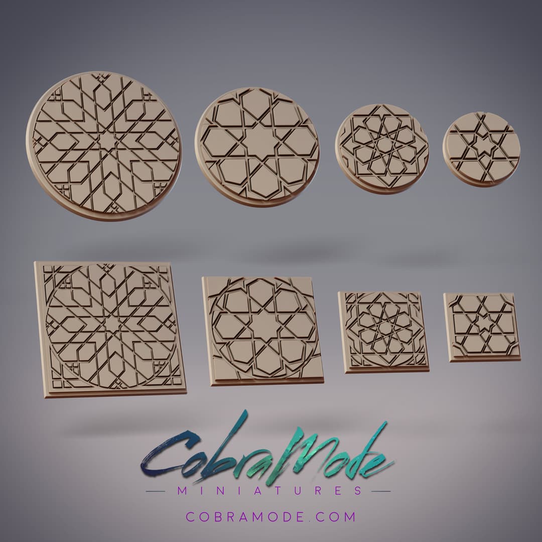 Girih Tile Base Pack (8pcs) - Round and Square Versions