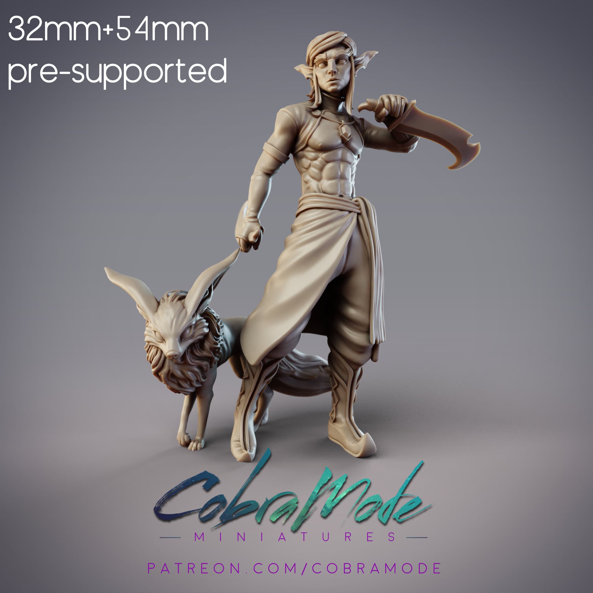 Jannah, Mazigh Desert Elf Tracker and Fox (Pre-Supported)