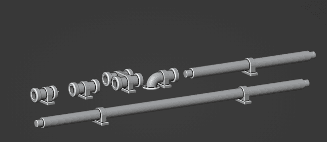 Science Fiction Wall Pipes One Set