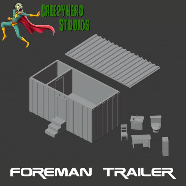 Modern Construction Site Foreman's Trailer Set