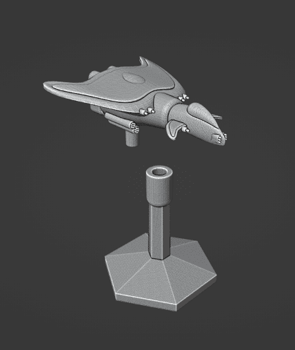 Science Fiction Hawk Corvette Spaceship and Flight Stand
