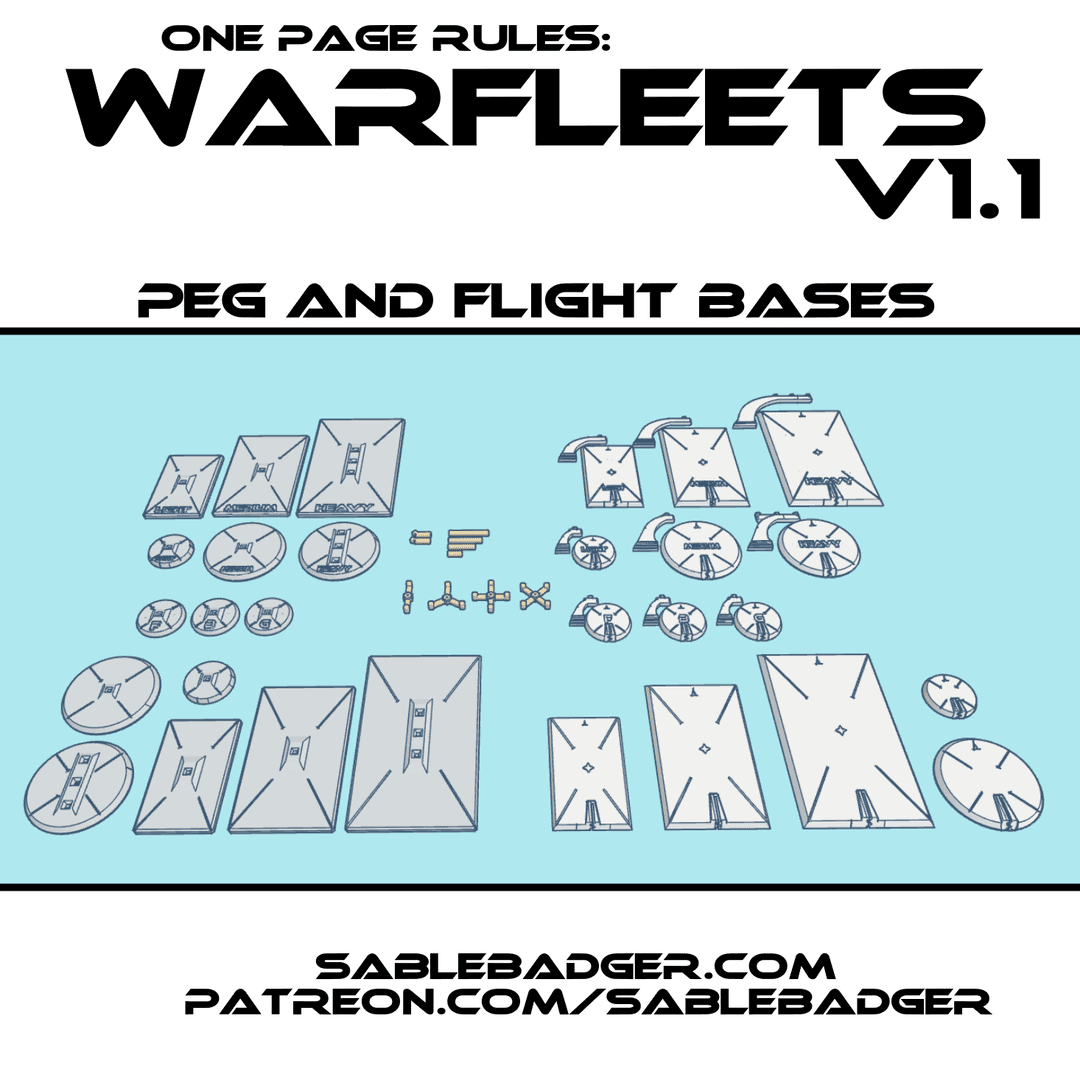 One Page Rules: Warfleets - Full set of Bases Rectangle and Round