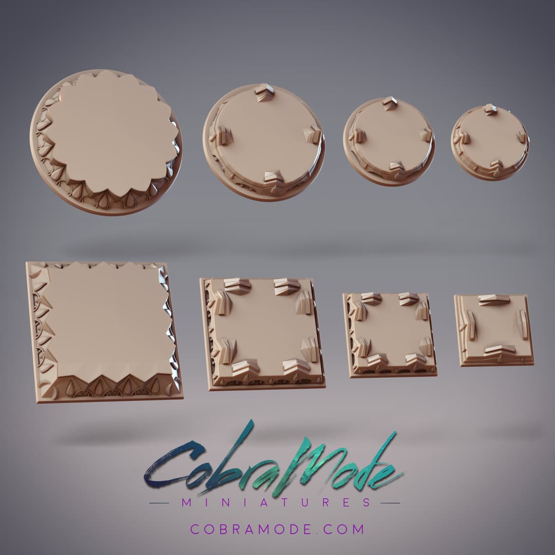Decorated Teardrop Pedestal Base Pack (8pcs) - Round and Square Versions