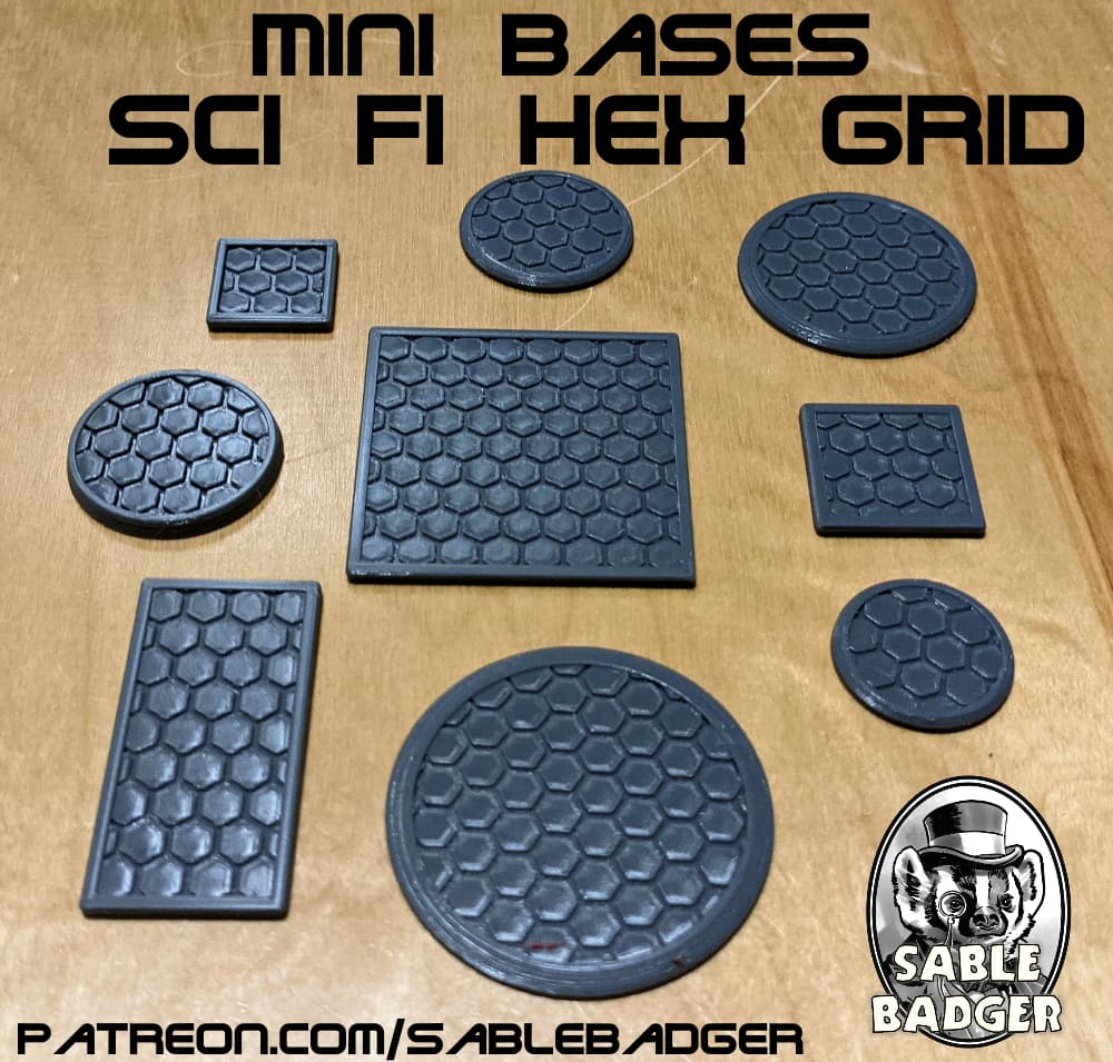 Mini Bases - Sci Fi Hex Grid