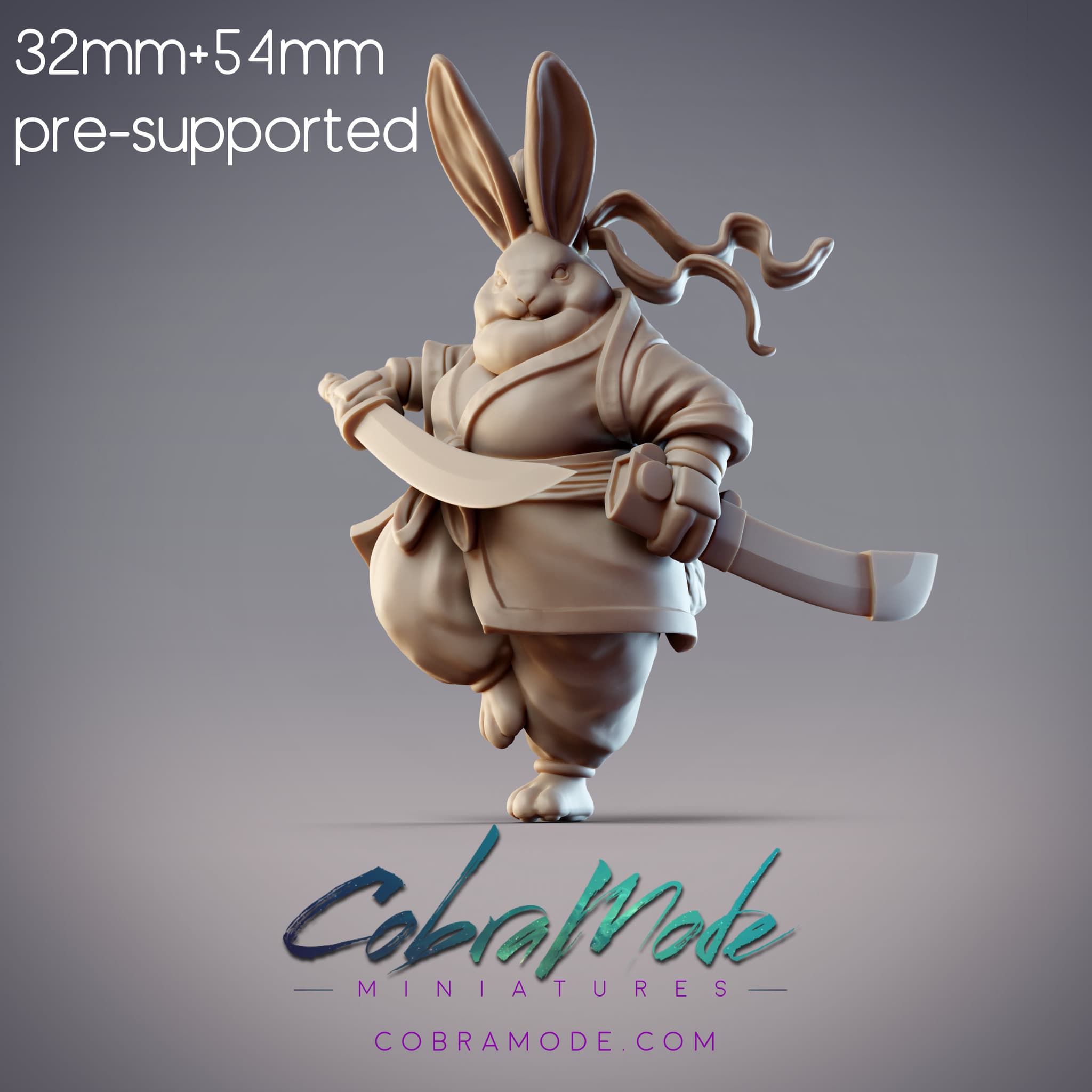 Rabbitfolk Warrior - Indigo Jade, Guanghan Swordswoman (Pre-Supported)