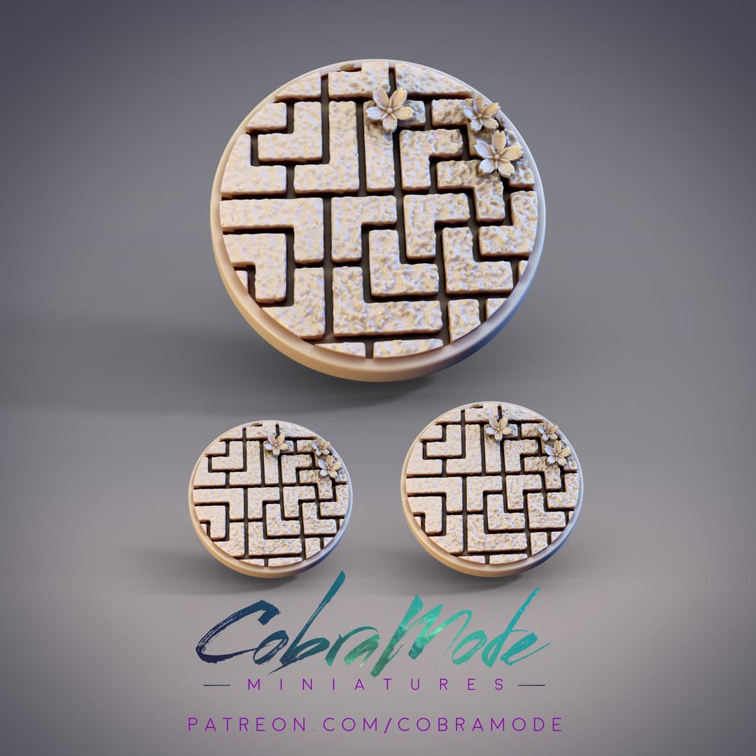 Interlocking Brick with Sakura Blossoms Base (2 Sizes)