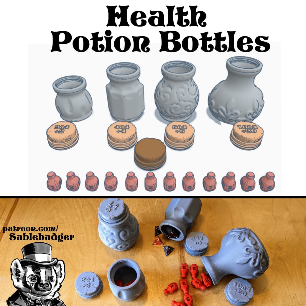Health Potion Dice and dice holder for D&D