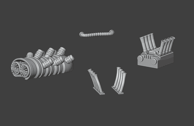 Gaslands Engines and Exhausts STL | 3D Printable Upgrade Kit for Tabletop Vehicular Combat