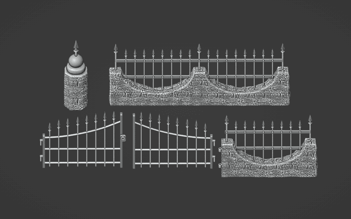 Gothic Cemetery Wall Set