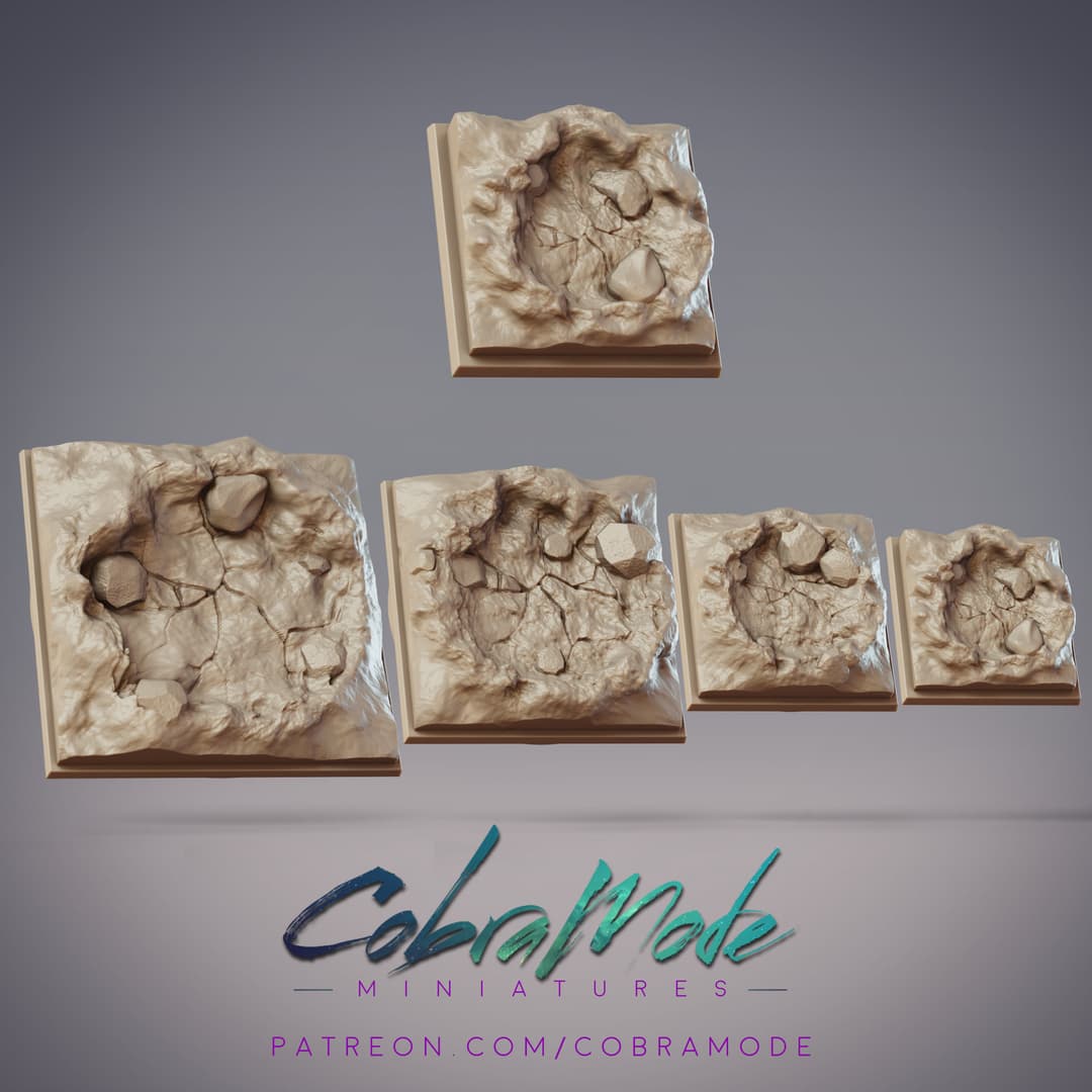 Crater Square Bases Pack (4pcs)