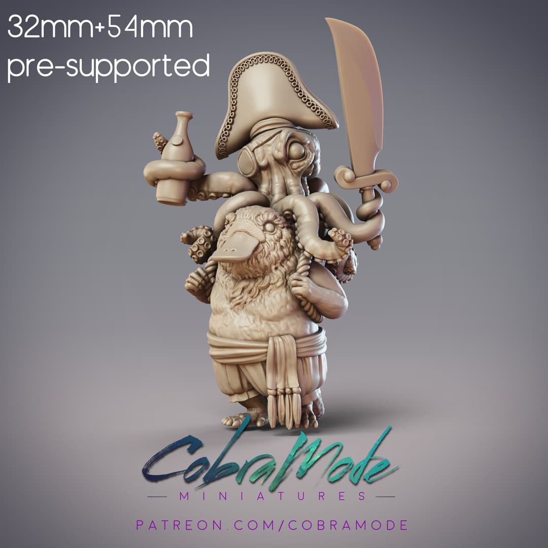 Ushar, Boondaburra Platypus Pirate with Octopus (Pre-Supported)