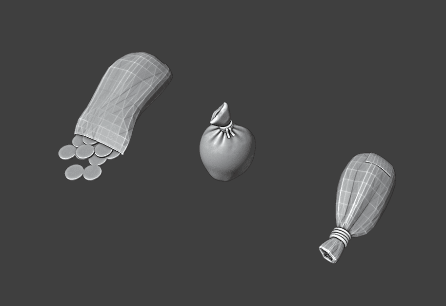 Fantasy 28mm Scale Small Pouch Set – 3D Printable Accessories for Miniature Tabletop Gaming