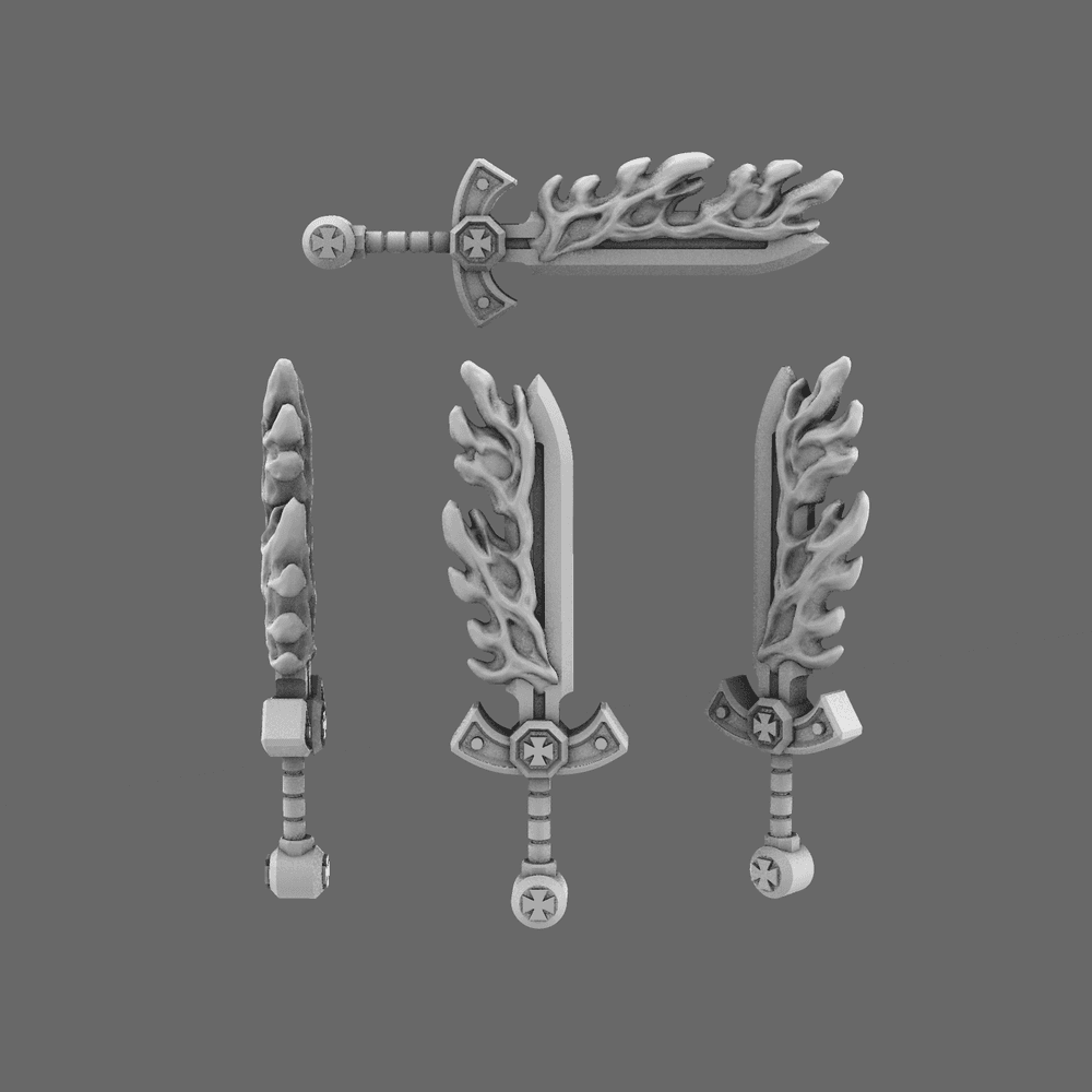 Crusader Knights Flaming Sword NOHAND